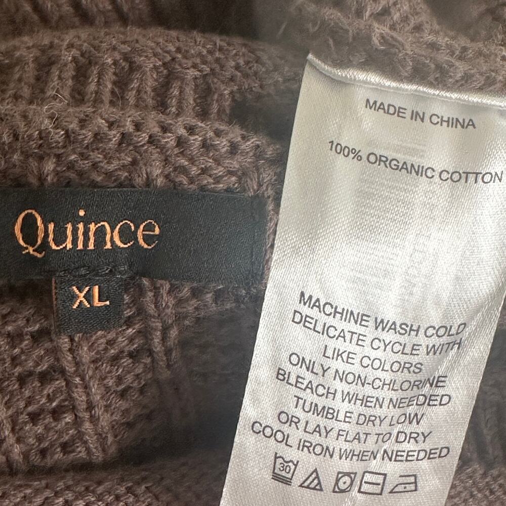 Quince 100 Organic Cotton Waffle Stitch Sweater Tank XL Brown EUC Crop Stretch - Picture 8 of 9